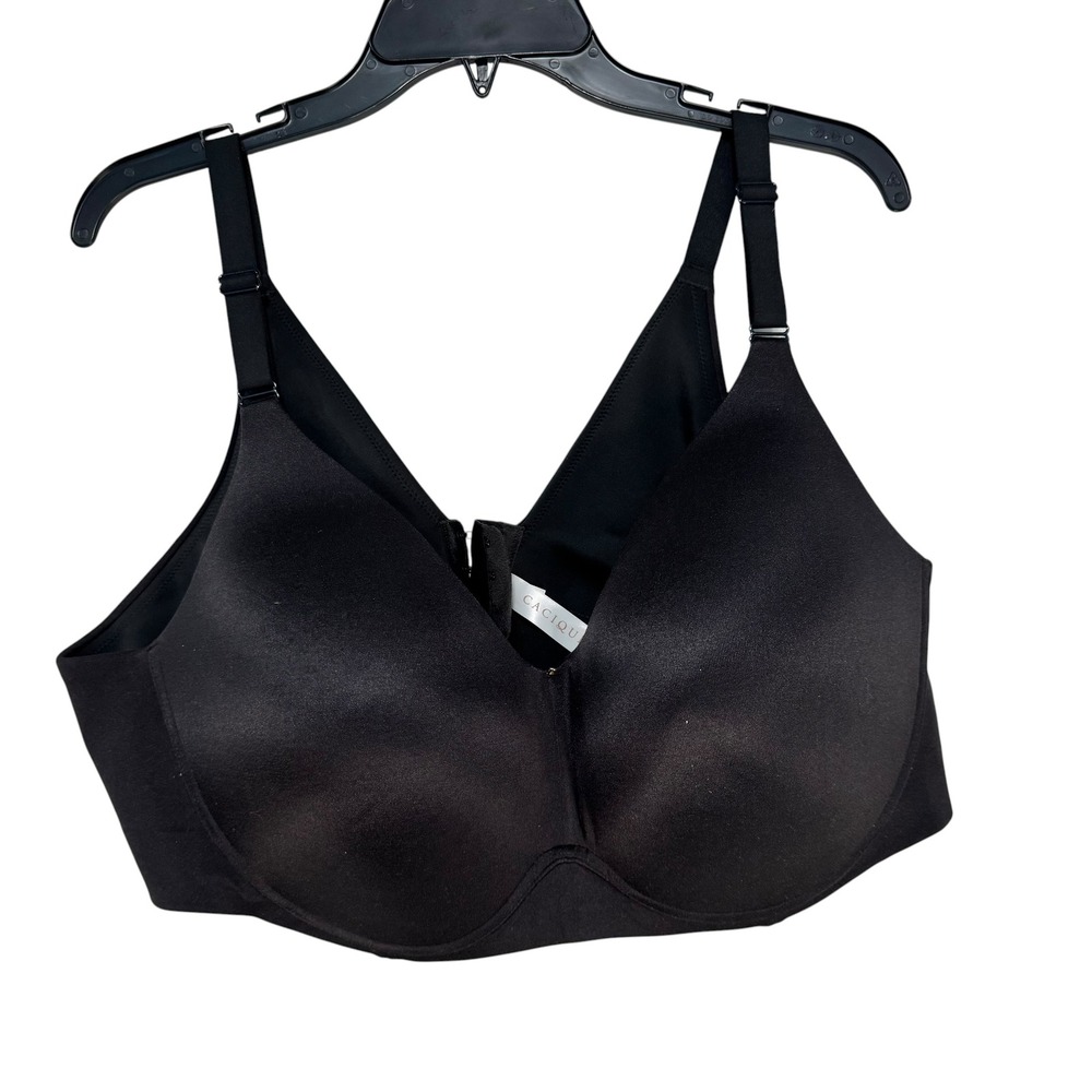 Cacique Black Lightly Lined No-Wire‎ Bra 46DD Wireless 1123045 A1506